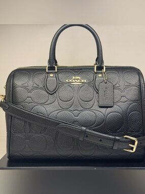 Coach Rowan Large Satchel Bag In Signature Leather CCD53 BLACK Gold